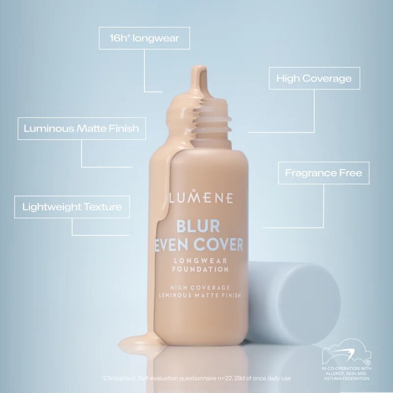 Lumene Blur Even Cover machiaj lichid cu un finisaj mat 16 de ore culoare 00 30 ml