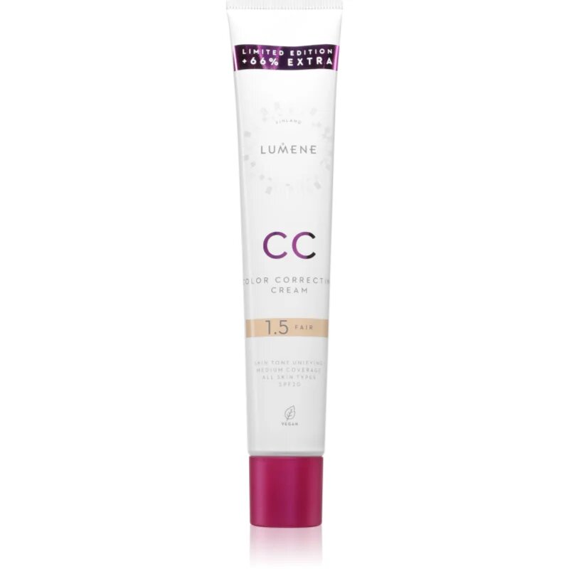 Lumene CC Color Correcting Cream Crema CC pentru un ten uniform SPF 20 culoare 1.5 Fair (Warm) 50 ml