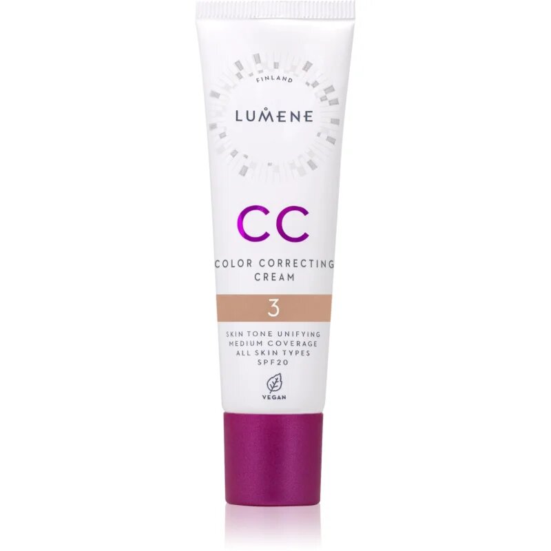 Lumene CC Color Correcting Cream Crema CC pentru un ten uniform SPF 20 culoare 3 (Warm) 30 ml