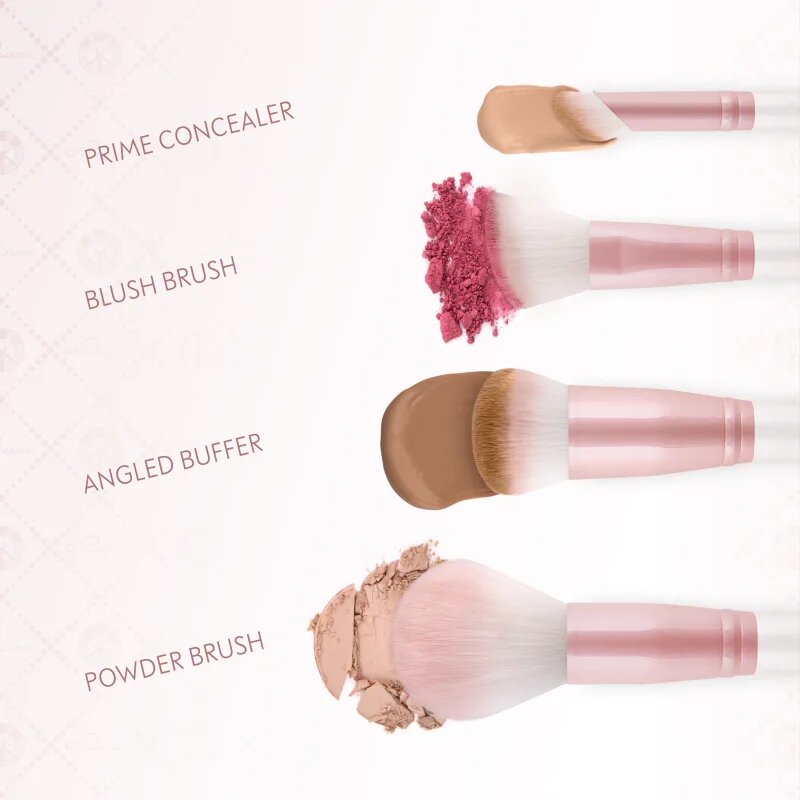 Luvia Cosmetics Flawless Face Set set de pensule cu husă Candy