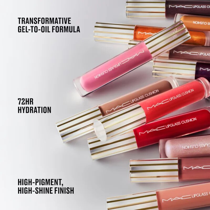 MAC Cosmetics Lipglass Cushion High-Pigment Oil ulei de buze intens pigmentat culoare Pulse 5 ml