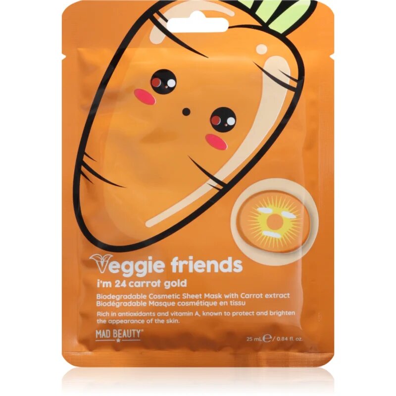 Mad Beauty Veggie Friends Carrot masca pentru celule cu efect iluminator 25 ml