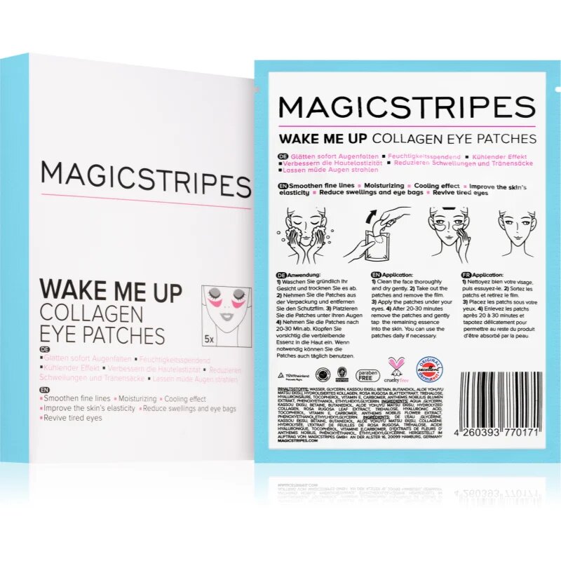 MAGICSTRIPES Wake Me Up Collagen Eye Patches Masca de colagen pentru ochi semne de oboseala 5 buc