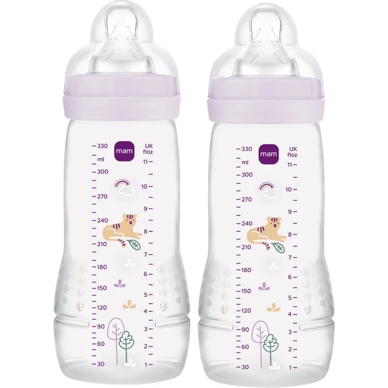 MAM Easy Active™ Baby Bottle biberon pentru copii 4m+ Purple 2x330 ml