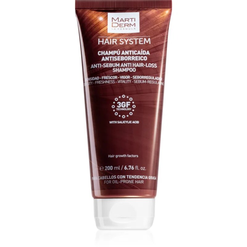 MartiDerm Hair System Anti-Sebum Anti-Hair Loss Shampoo Șampon împotriva căderii părului pentru un scalp seboreic 200 ml
