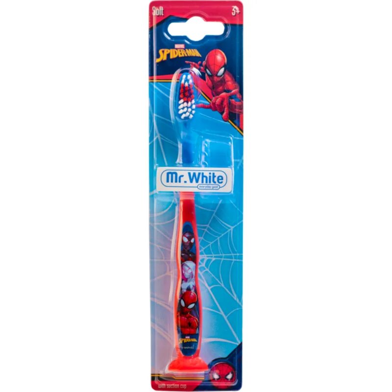 Spiderman Manual Toothbrush periuta de dinti pentru copii cu capac pentru calatorie fin 3y+ 1 buc