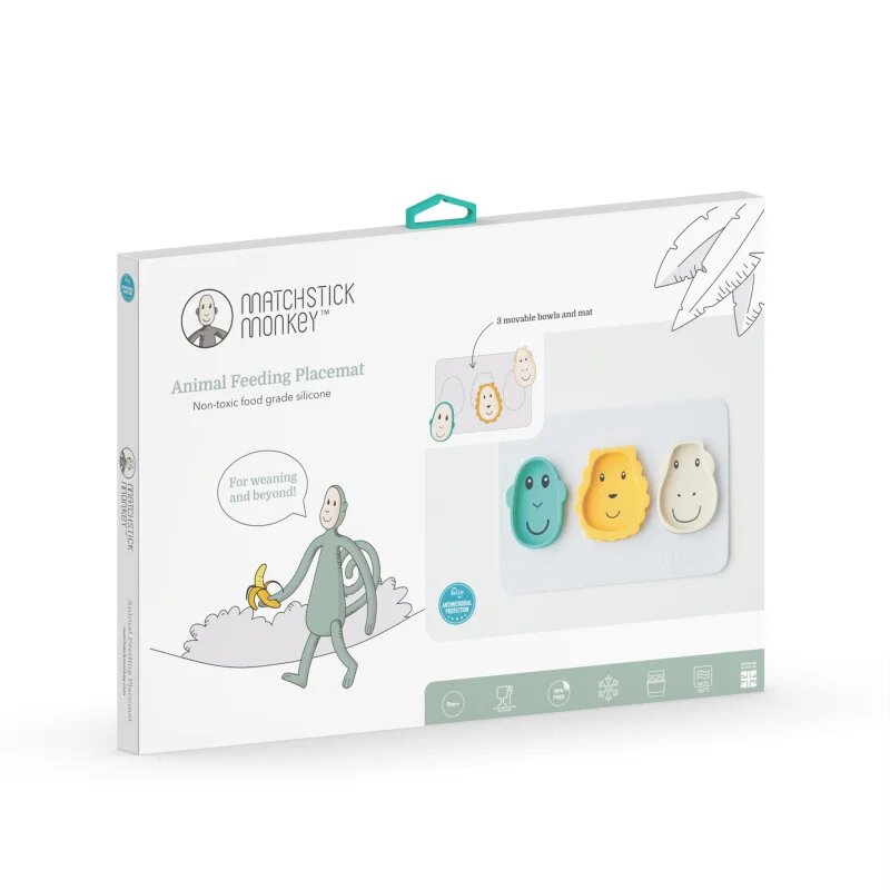 Matchstick Monkey Animal Snack Mat serviciu de masă pentru copii pentru copii Monkey Lion & Giraffe 3 buc
