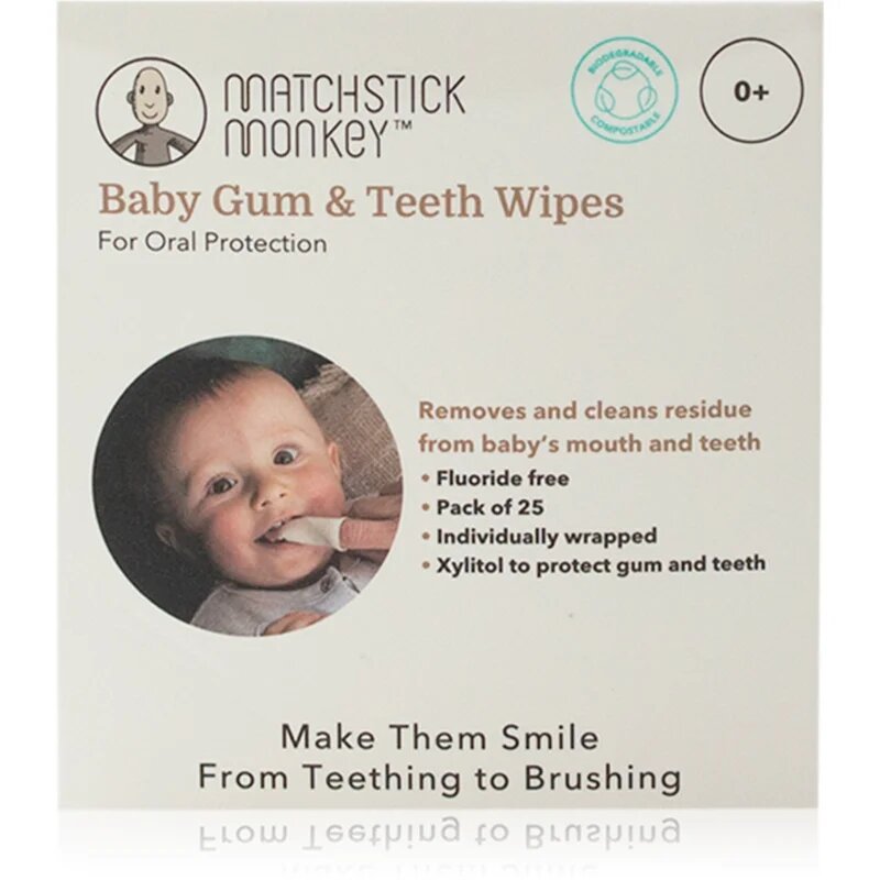 Matchstick Monkey Baby Gum & Teeth Wipes 0 m+ servetele pentru curatare pentru dinti limba si gingii 1 buc