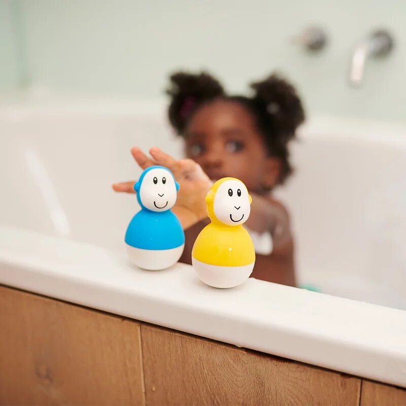 Matchstick Monkey Endless Bathtime Fun Wobblers jucărie pentru apă Blue & Yellow 2 buc