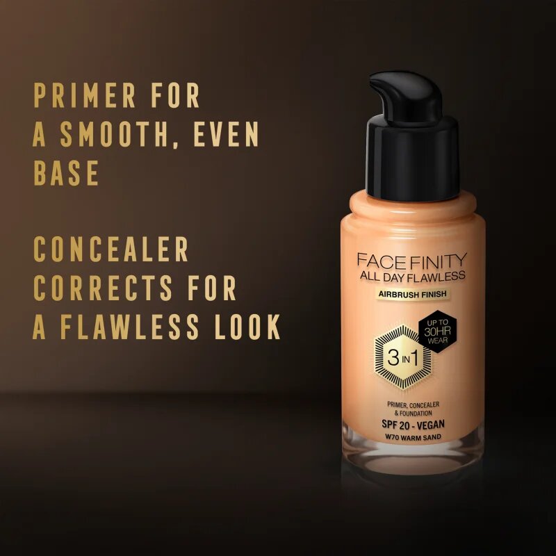 Max Factor Facefinity All Day Flawless machiaj persistent SPF 20 culoare 70 Warm Sand 30 ml