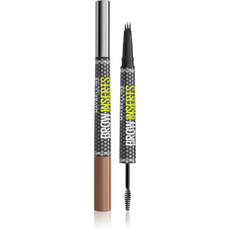 MAYBELLINE NEW YORK Brow Inserts creion pentru sprancene perie 2 in 1 culoare 2 Soft Brown 1.25 ml