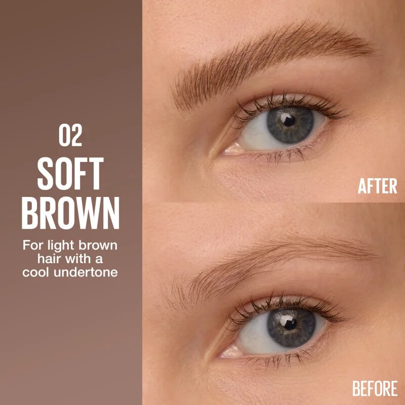 MAYBELLINE NEW YORK Brow Inserts creion pentru sprancene perie 2 in 1 culoare 2 Soft Brown 1.25 ml