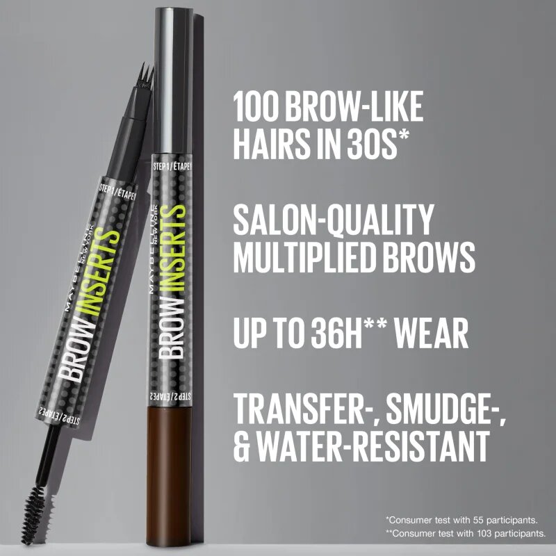 MAYBELLINE NEW YORK Brow Inserts creion pentru sprancene perie 2 in 1 culoare 2 Soft Brown 1.25 ml