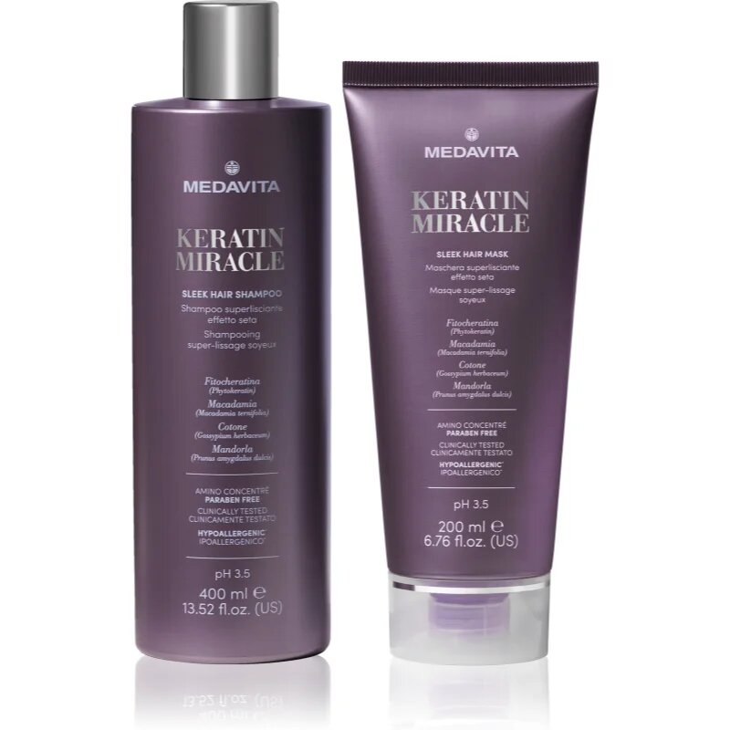 Medavita Keratin Miracle Keratin Miracle Sleek Hair Kit set cadou pentru netezirea parului