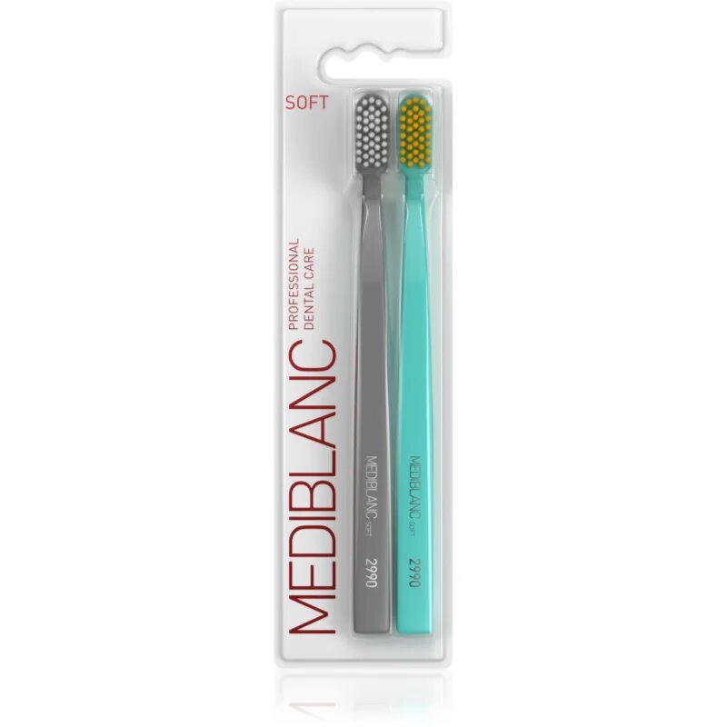 MEDIBLANC 2990 Soft periuțe de dinți fin Grey Blue 2 buc