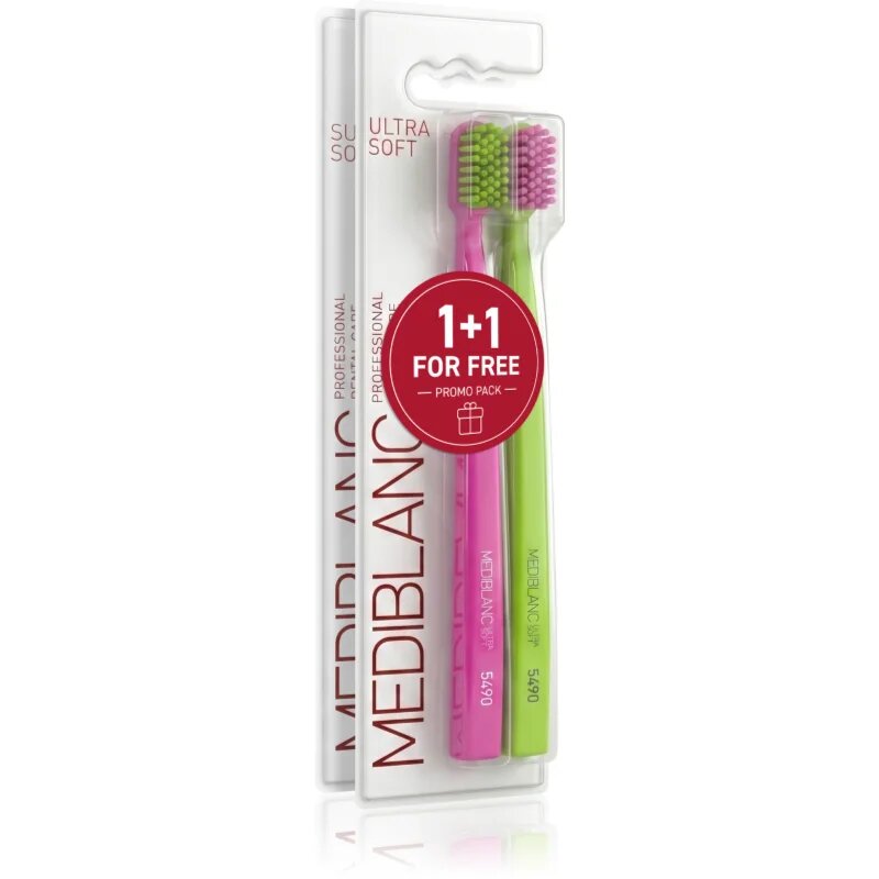 MEDIBLANC Set TB Ultra Soft Pink Green + Super Soft Pink Blue Duopack periuțe de dinți