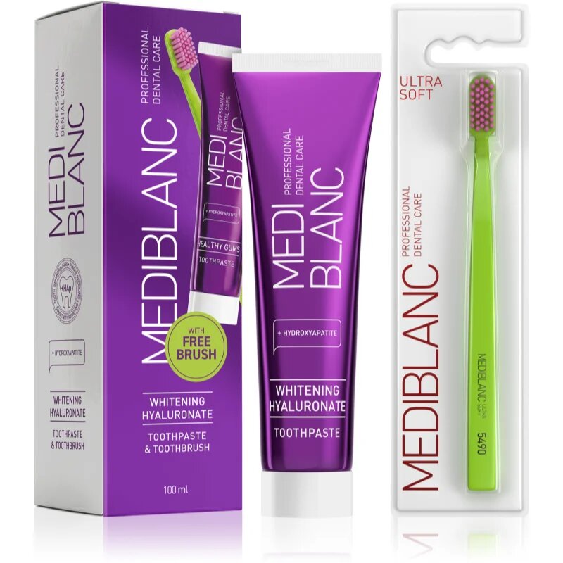 MEDIBLANC Set TP Hyaluron 100ml + TB Ultra Soft Green Single set pentru îngrijirea dentară