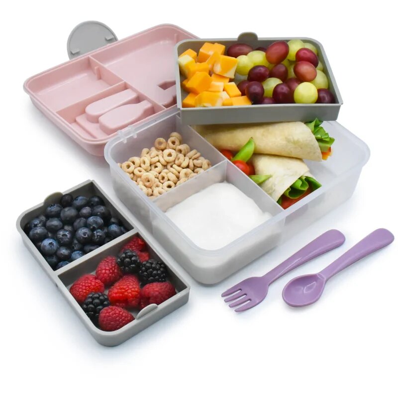 Melii Bento Box caserolă de mâncare Pink Purple Gray 1446 ml