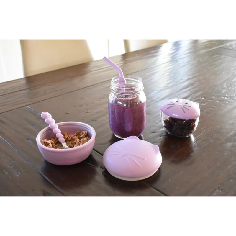 Melii Silicone Bowl with Lid caserolă de mâncare Cat 350 ml