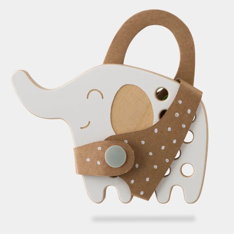 Milin Small Wooden Lacing Toy Elephant jucărie cu activități 85 cm x 125 cm x 07 cm 1 buc