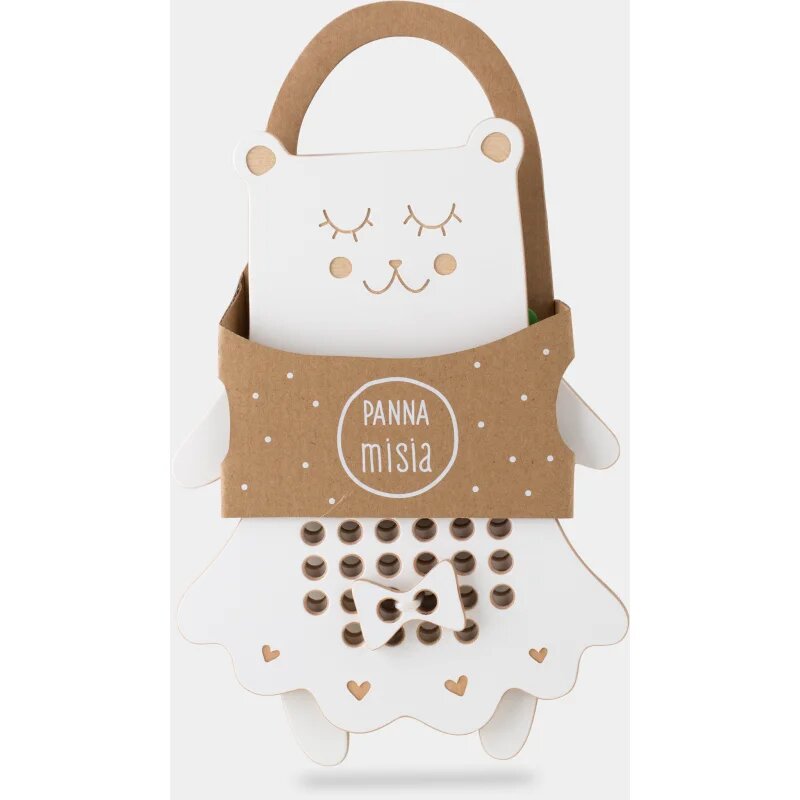 Milin Wooden Lacing Toy Mrs. Teddy jucărie cu activități 22 cm x 16 cm x 07 cm 1 buc