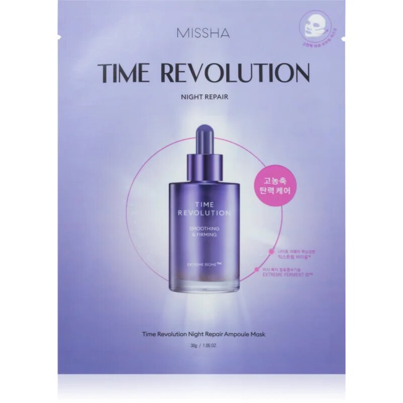 Missha Time Revolution Night Repair Ampoule mască facială de pânză cu efect anti-rid 30 g