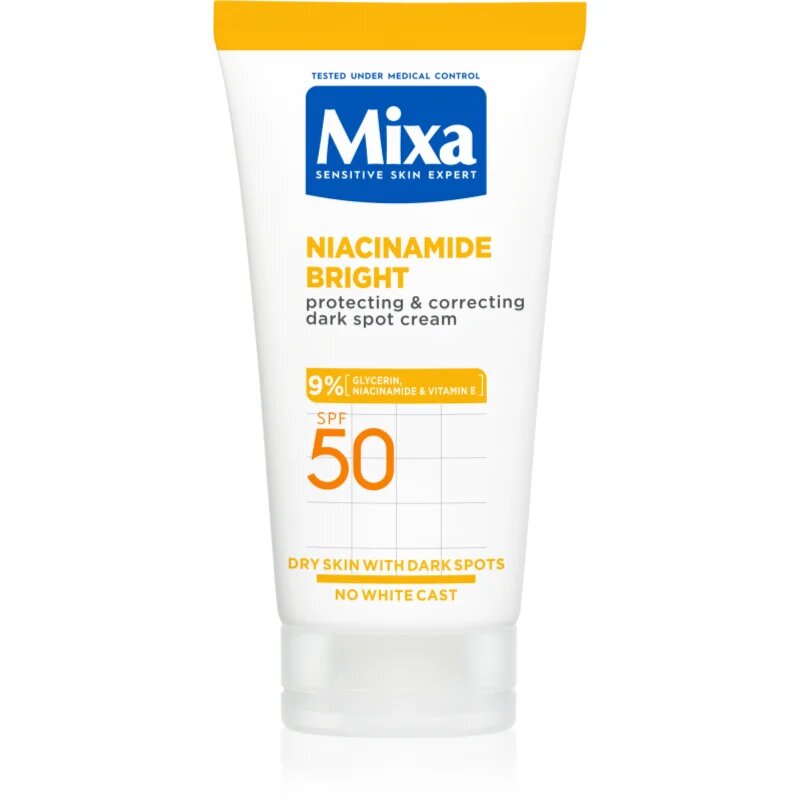 MIXA Niacinamide Bright crema corectoare impotriva petelor intunecate SPF 50 50 ml