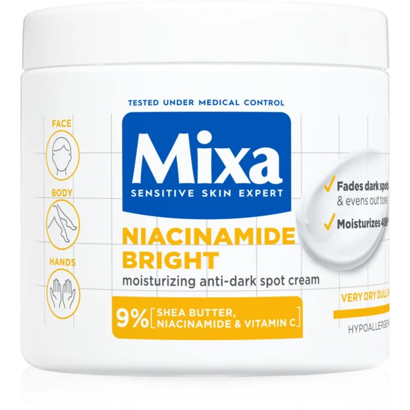 MIXA Niacinamide Bright cremă intens hidratantă impotriva petelor intunecate 400 ml