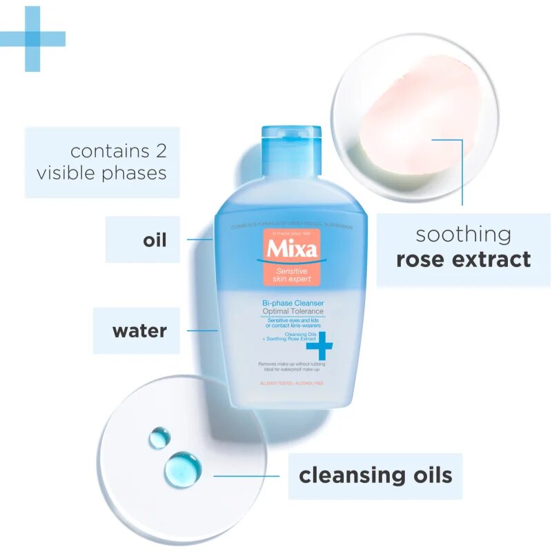 MIXA Optimal Tolerance doua componente demachiant pentru ochi 125 ml