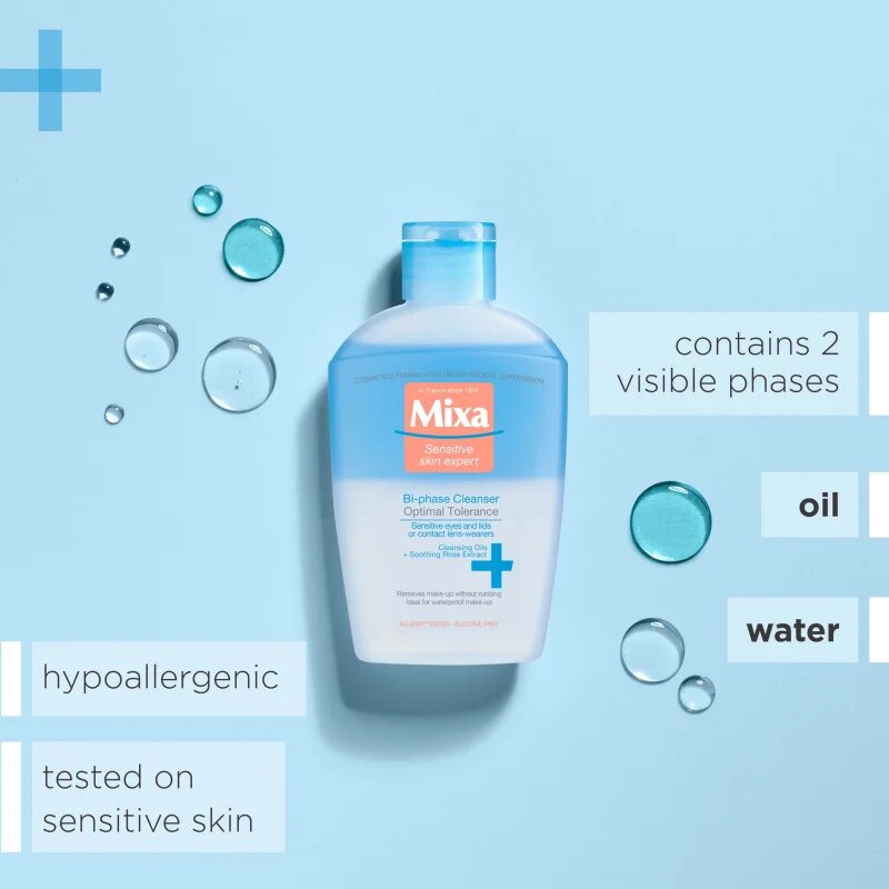 MIXA Optimal Tolerance doua componente demachiant pentru ochi 125 ml