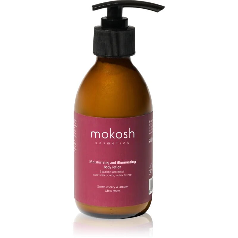 Mokosh Sweet Cherry & Amber loțiune de corp iluminatoare cu efect de hidratare 200 ml