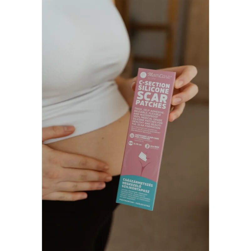MomCare by Lina C-Section Silicone Scar Patches plasturi de silicon pentru cicatrici de cezariană mărime L-XL 5 x 20 cm 3 buc