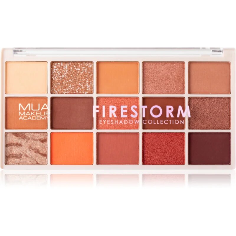 MUA Makeup Academy Eyeshadow Collection 15 Shade Palette paletă cu farduri de ochi culoare Firestorm 12 g