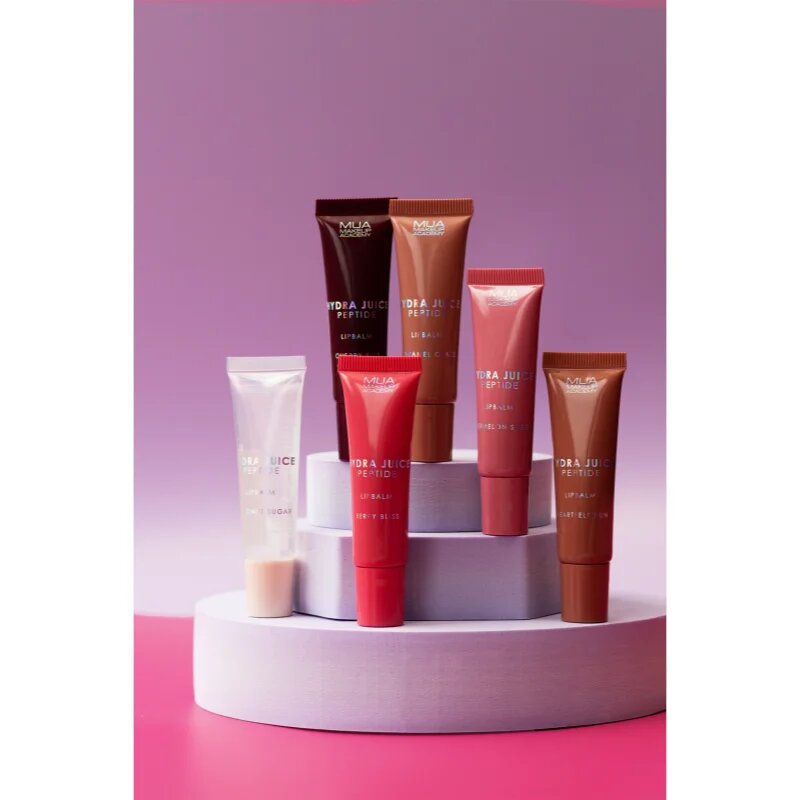 MUA Makeup Academy Hydra Juice Peptide Lip Balm Balsam de buze hidratant pentru stralucire parfum Heartfelt Hun (Honey) 10 ml
