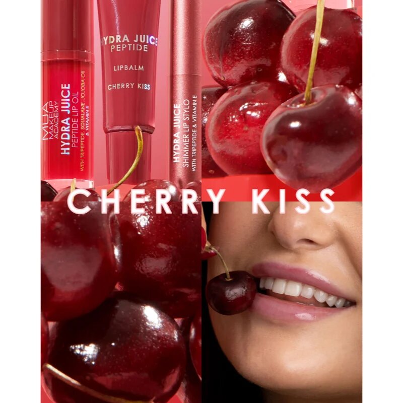 MUA Makeup Academy Hydra Juice Peptide Shimmer Lip Balm balsam de buze pentru stralucire culoare Chery Kiss 10 ml