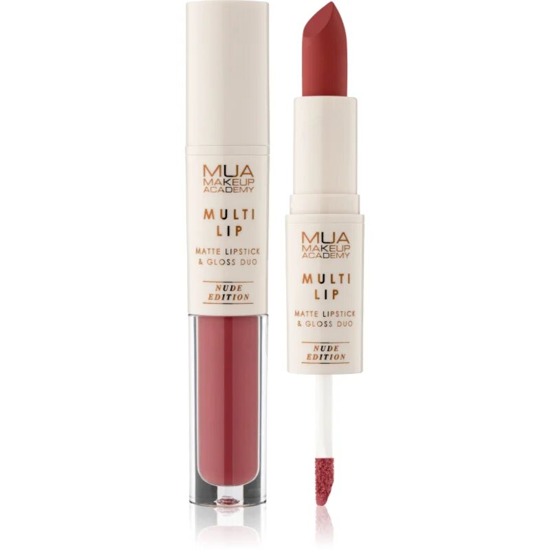 MUA Makeup Academy Multi Lip Nude Edition ruj rezistent si luciu de buze. duo culoare Soleil 3.2 g