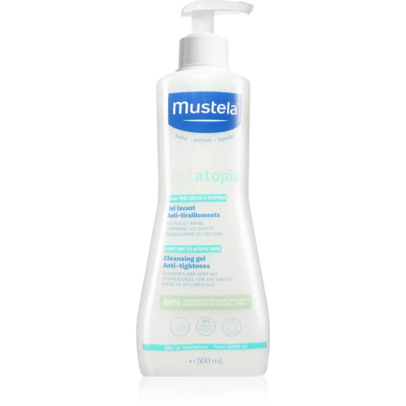 Bébé Stelatopia gel pentru spălarea și curățarea copiilor și a bebelușilor pentru piele uscata spre atopica 500 ml