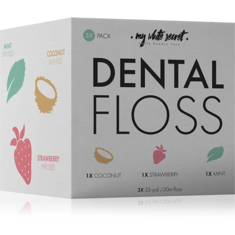 My White Secret Dental Floss ata dentara Coconut Mint Strawberry 3 buc
