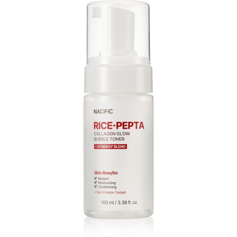 Nacific Rice + Pepta Collagen Glow Bubble Toner tonic facial iluminator cu efect de hidratare 100 ml