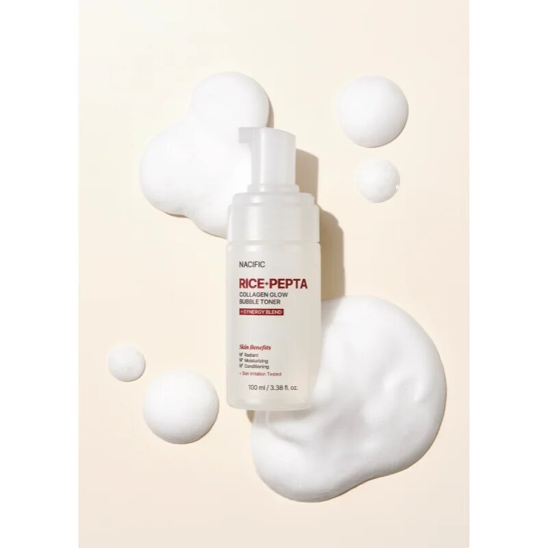 Nacific Rice + Pepta Collagen Glow Bubble Toner tonic facial iluminator cu efect de hidratare 100 ml