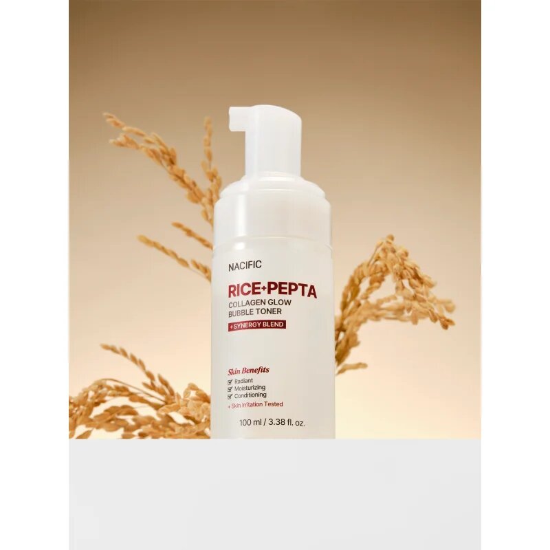 Nacific Rice + Pepta Collagen Glow Bubble Toner tonic facial iluminator cu efect de hidratare 100 ml
