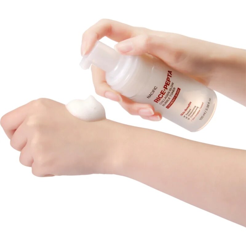 Nacific Rice + Pepta Collagen Glow Bubble Toner tonic facial iluminator cu efect de hidratare 100 ml