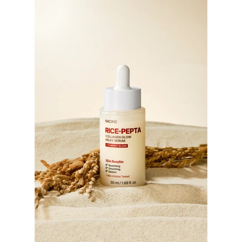 Nacific Rice + Pepta Collagen Glow Milky Serum ser facial cu efect iluminator cu efect de hidratare 50 ml