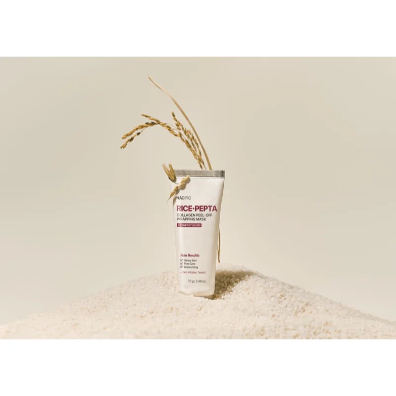 Nacific Rice + Pepta Collagen Peel-off Wrapping Mask masca faciala hidratanta pentru uniformizarea nuantei tenului 70 g