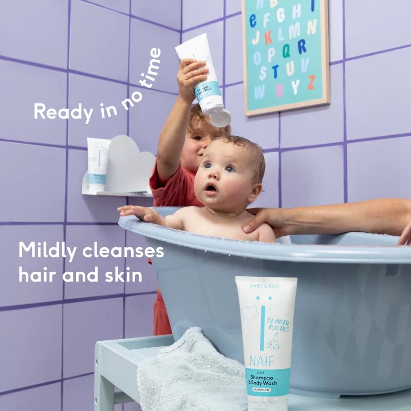 Naif Baby & Kids 2-in-1 gel si sampon pentru bebelusi fara parfum 200 ml