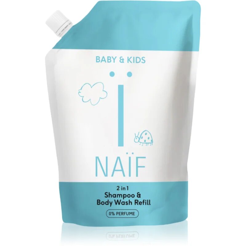 Naif Baby & Kids 2-in-1 gel si sampon pentru bebelusi fara parfum Reffil 500 ml