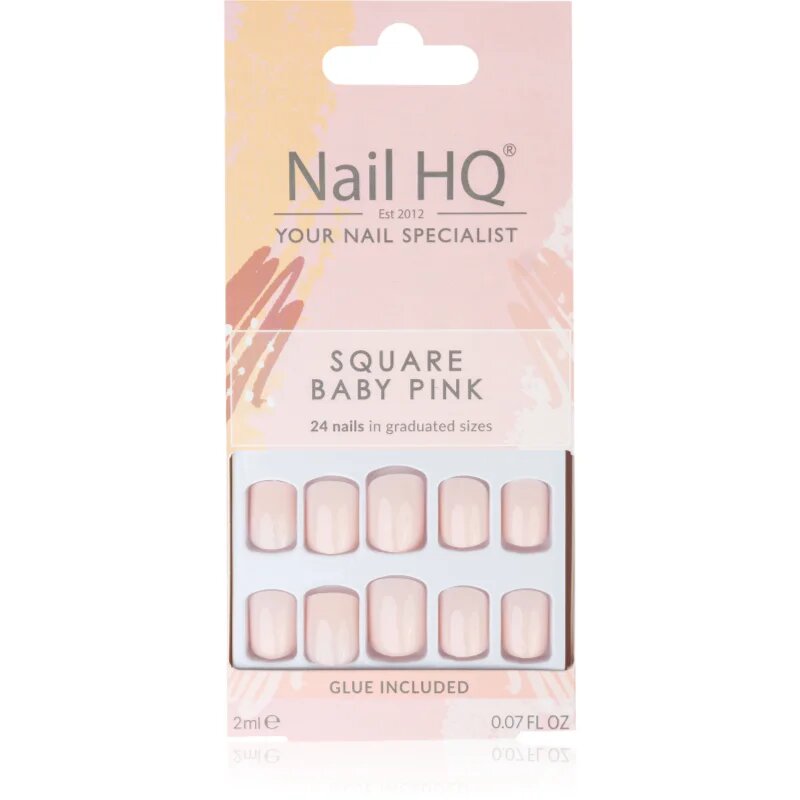 Nail HQ Square unghii artificiale culoare Baby Pink 24 buc