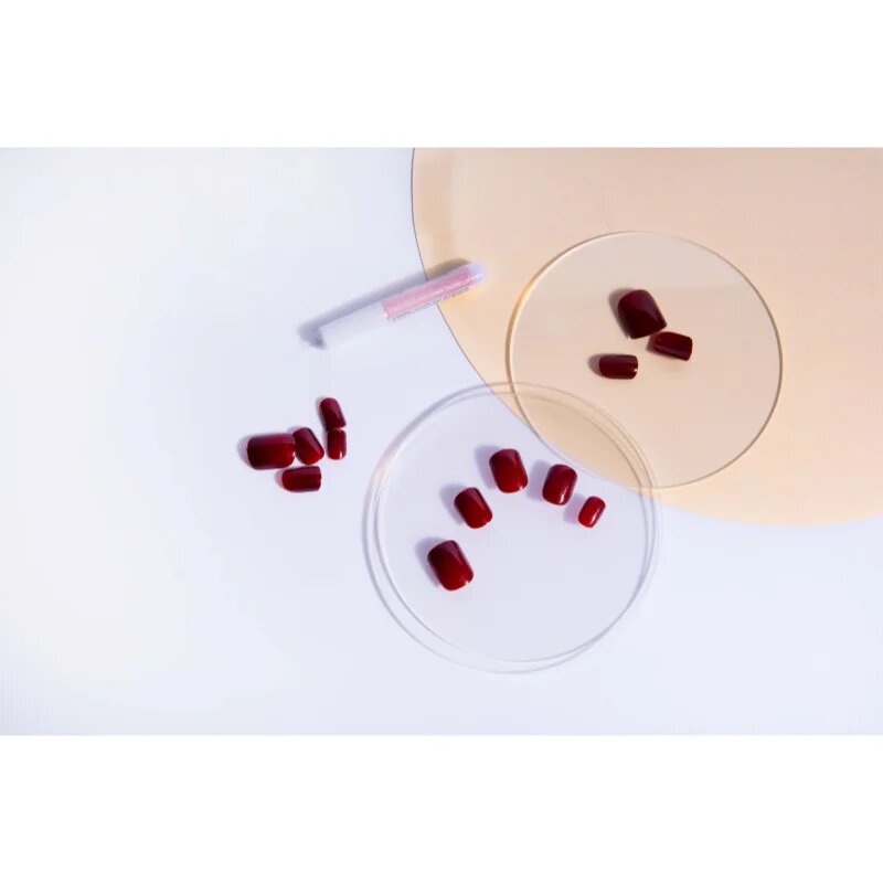 Nail HQ Square unghii artificiale Deep Red 24 buc