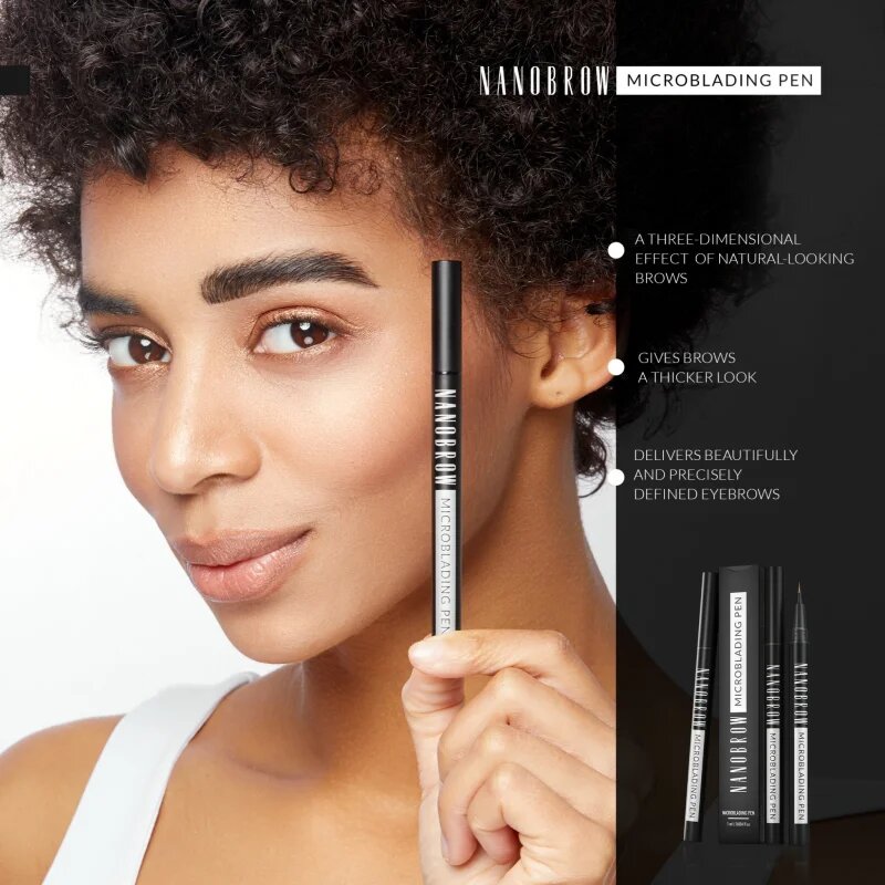 Nanobrow Microblading Pen contur de precizie rezistent la apă pentru sprâncene culoare Dark Brown 1 ml