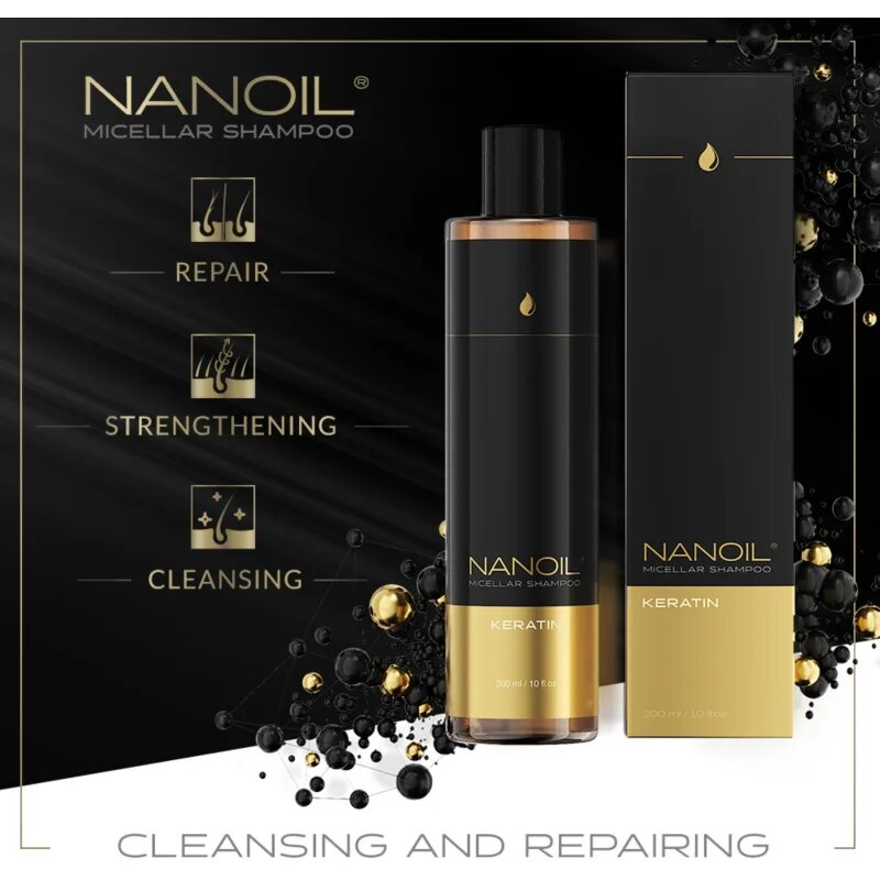 Nanoil Keratin șampon micelar fortifiant cu keratina 300 ml